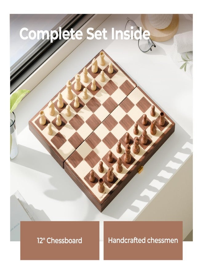 Lifelong Premium Wooden Chess Board Set with Handcrafted Chessmen Compact & Foldable - Classic Travel Chess for Kids & Adults (12 * 12inch) - Image 2